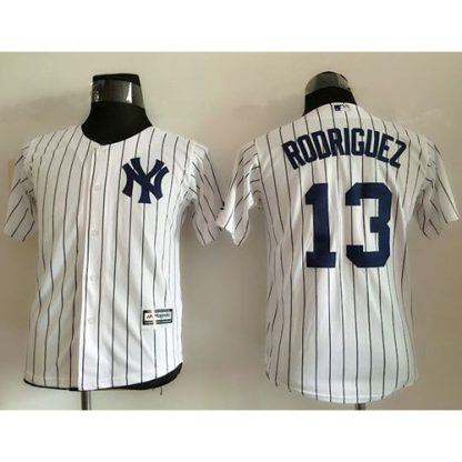 New York Yankees #13 Alex Rodriguez White Name Back Stitched Youth MLB Jersey