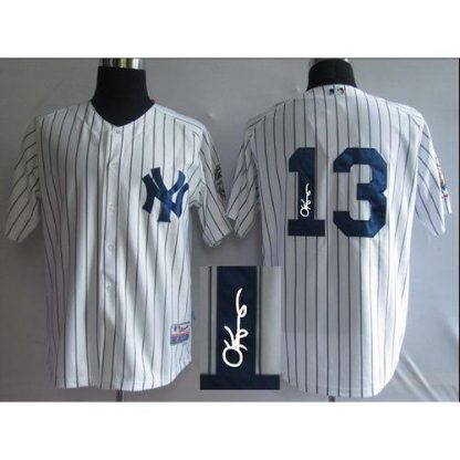 New York Yankees #13 Alex Rodriguez White Autographed Stitched MLB Jersey