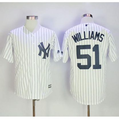New York Yankees #51 Bernie Williams White Strip New Cool Base Stitched MLB Jersey