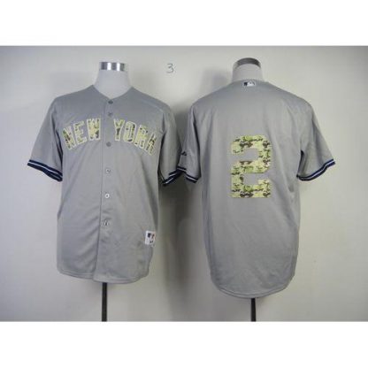 New York Yankees #2 Derek Jeter Grey USMC Cool Base Stitched MLB Jersey