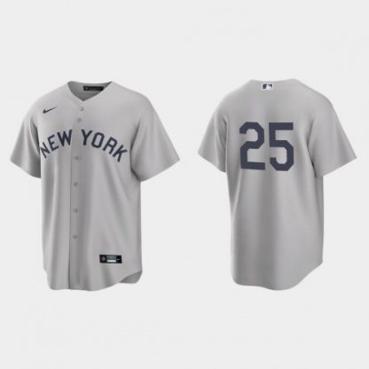 New York New York Yankees #25 Gleyber Torres Men's Nike Gray 2021 Field of Dreams Game MLB Jersey