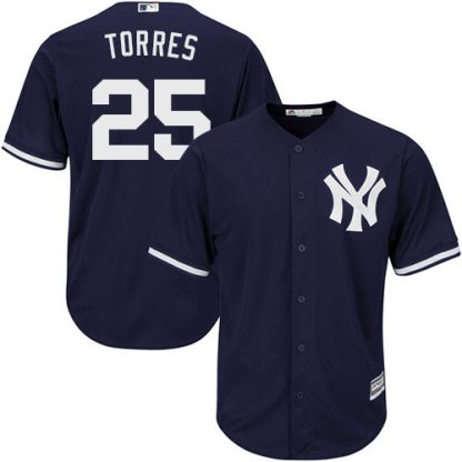 New York Yankees #25 Gleyber Torres Navy Blue New Cool Base Stitched MLB Jersey