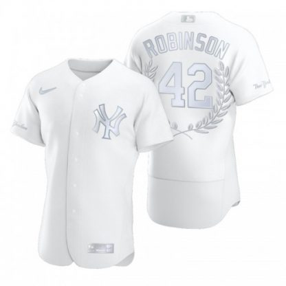 New York New York Yankees #42 Jackie Robinson Men's Nike Platinum MLB MVP Limited Player Edition Jersey