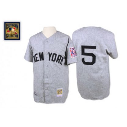 Mitchell And Ness 1939 New York Yankees #5 Joe DiMaggio Grey Stitched MLB Jersey