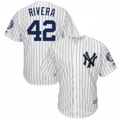 New York New York Yankees #42 Mariano Rivera Majestic 2019 Hall of Fame Patch Cool Base Player Jersey White Navy