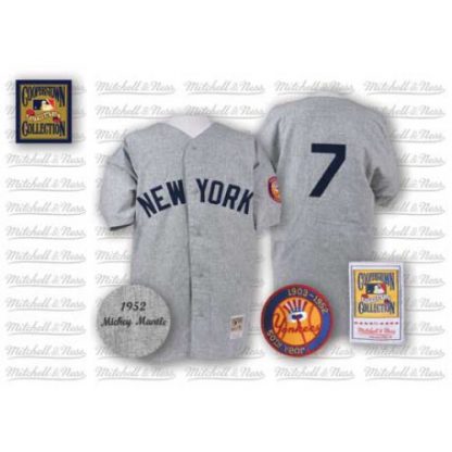 Mitchell And Ness 1952 New York Yankees #7 Mickey Mantle Grey Stitched MLB Jersey
