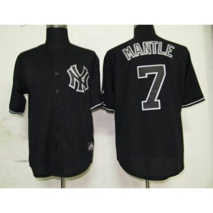 New York Yankees #7 Mickey Mantle Black Fashion Stitched MLB Jersey