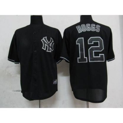 New York Yankees #12 Wade Boggs Black Fashion Stitched MLB Jersey
