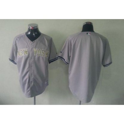 New York Yankees Blank Grey USMC Cool Base Stitched MLB Jersey