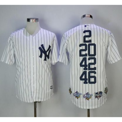 New York Yankees #2 #20 #42 #46 White Strip World Series Champions Stitched Jersey