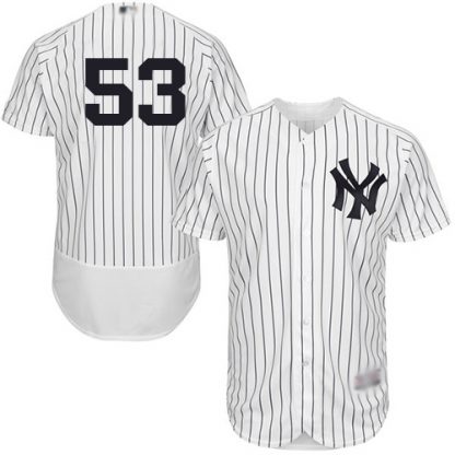 New York Yankees #53 Zach Britton White Strip Flexbase Authentic Collection Stitched MLB Jersey