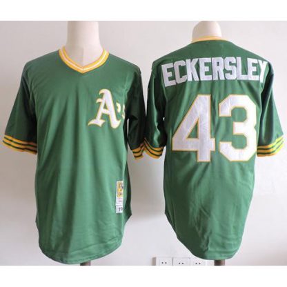 Mitchell And Ness 1989 Oakland Athletics #43 Dennis Eckersley Green Throwback Stitched MLB Jersey