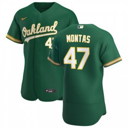Oakland Oakland Athletics #47 Frankie Montas Men's Nike Kelly Green Alternate 2020 Authentic Player MLB Jersey
