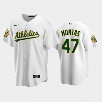 Oakland Oakland Athletics #47 Frankie Montas Men's Nike 2022 Ray Patch Authentic Home White Jersey