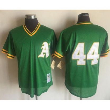 Mitchell And Ness 1987 Oakland Athletics #44 Reggie Jackson Green Throwback Stitched MLB Jersey