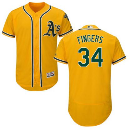 Oakland Athletics #34 Rollie Fingers Gold Flexbase Authentic Collection Stitched MLB Jersey