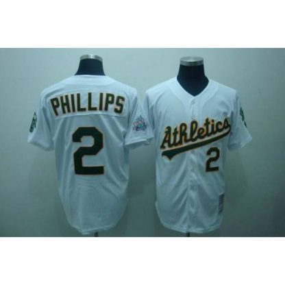 Mitchell and Ness Oakland Athletics #2 Tony Phillips Stitched White Throwback MLB Jersey