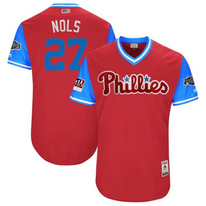 Philadelphia Phillies #27 Aaron Nola Red "Nols" Players Weekend Authentic Stitched MLB Jersey