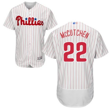 Philadelphia Phillies #22 Andrew McCutchen White(Red Strip) Flexbase Authentic Collection Stitched MLB Jersey