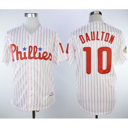 Mitchell And Ness 1993 Philadelphia Phillies #10 Darren Daulton White(Red Strip) Throwback Stitched MLB Jersey