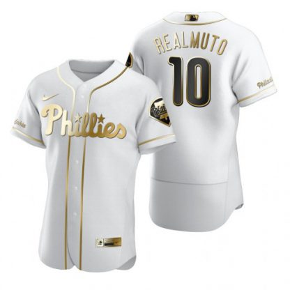 Philadelphia Philadelphia Phillies #10 JT Realmuto White Nike Men's Authentic Golden Edition MLB Jersey