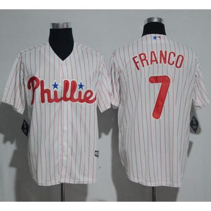 Philadelphia Phillies #7 Maikel Franco White(Red Strip) New Cool Base Stitched MLB Jersey