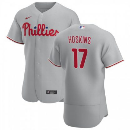 Philadelphia Philadelphia Phillies #17 Rhys Hoskins Men's Nike Gray Road 2020 Authentic Player MLB Jersey