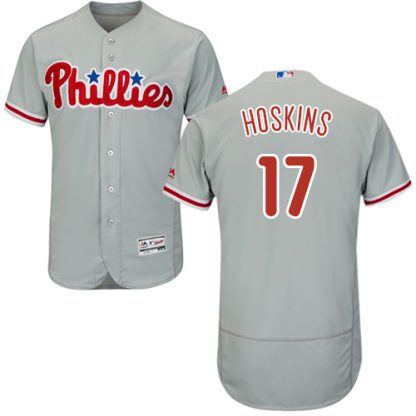 Philadelphia Phillies #17 Rhys Hoskins Grey Flexbase Authentic Collection Stitched MLB Jersey