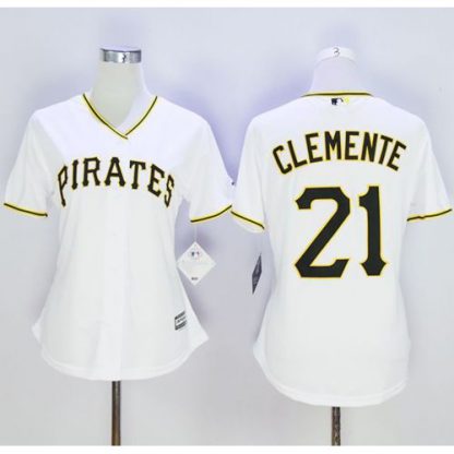 Pittsburgh Pirates #21 Roberto Clemente White Women's Home Stitched MLB Jersey
