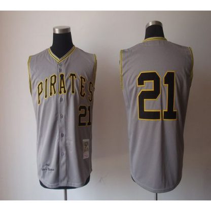 Mitchell And Ness 1962 Pittsburgh Pirates #21 Roberto Clemente Grey Stitched MLB Jersey