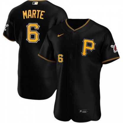 Pittsburgh Pittsburgh Pirates #6 Starling Marte Men's Nike Black Alternate 2020 Authentic Player MLB Jersey