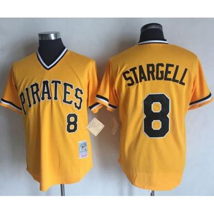 Mitchell and Ness Pittsburgh Pirates #8 Willie Stargell Stitched Yellow Throwback MLB Jersey