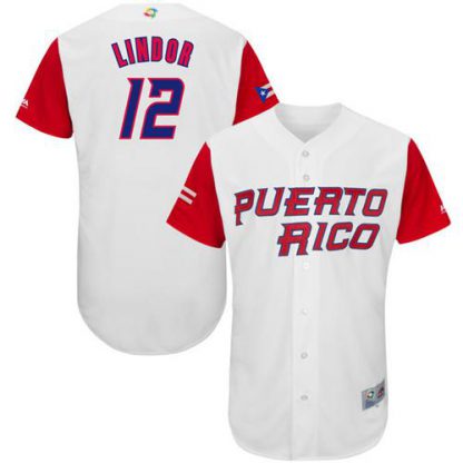 Team Puerto Rico #12 Francisco Lindor White 2017 World MLB Classic Authentic Stitched MLB Jersey