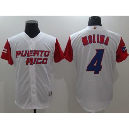 Team Puerto Rico #4 Yadier Molina White 2017 World MLB Classic Authentic Stitched MLB Jersey