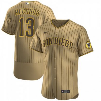 Nike San Diego San Diego Padres #13 Manny Machado Men's Nike Tan Brown Authentic Alternate Player Jersey