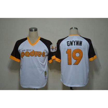 Mitchell And Ness San Diego Padres #19 Tony Gwynn White Throwback Stitched MLB Jersey