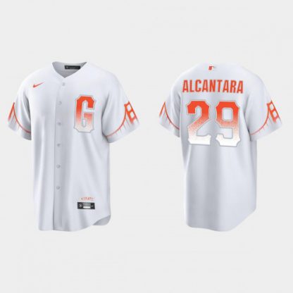 San Francisco San Francisco Giants #29 Arismendy Alcantara Men's 2021 City Connect White Fan's Version Jersey