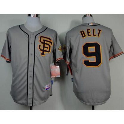 San Francisco Giants #9 Brandon Belt Grey Road 2 Cool Base Stitched MLB Jersey