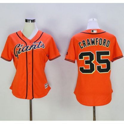 San Francisco Giants #35 Brandon Crawford Orange Women's Alternate Stitched MLB Jersey