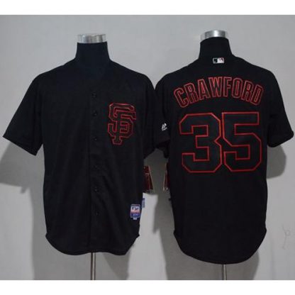 San Francisco Giants #35 Brandon Crawford Black Strip Stitched MLB Jersey