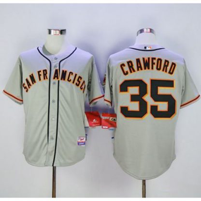 San Francisco Giants #35 Brandon Crawford Grey Cool Base Road Stitched MLB Jersey