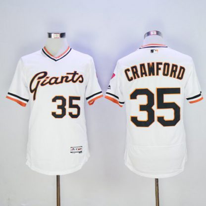 San Francisco Giants #35 Brandon Crawford White Flexbase Authentic Collection Cooperstown Stitched MLB Jersey