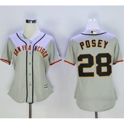 San Francisco Giants #28 Buster Posey Grey Women's Road Stitched MLB Jersey