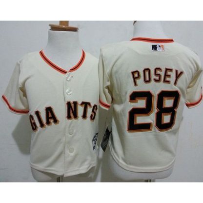 Toddler San Francisco Giants #28 Buster Posey Cream Stitched MLB Jersey
