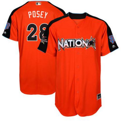 San Francisco Giants #28 Buster Posey Orange 2017 All-Star National League Stitched Youth MLB Jersey