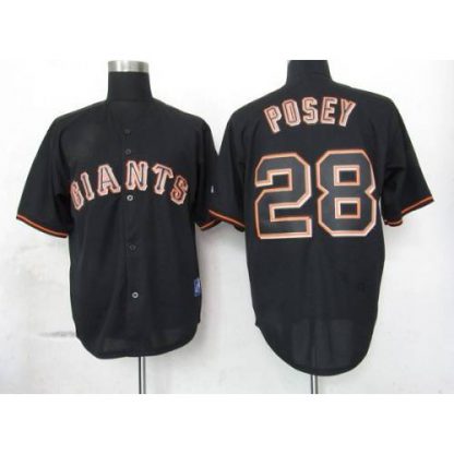 San Francisco Giants #28 Buster Posey Black Fashion Stitched MLB Jersey