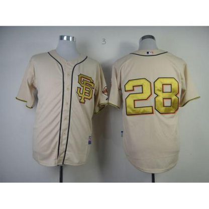 San Francisco Giants #28 Buster Posey Cream Gold No. Stitched MLB Jersey