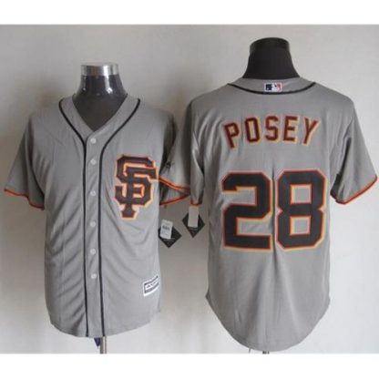 San Francisco Giants #28 Buster Posey Grey Road 2 New Cool Base Stitched MLB Jersey