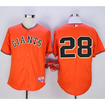 San Francisco Giants #28 Buster Posey Orange Old Style "San Francisco Giants" Stitched MLB Jersey