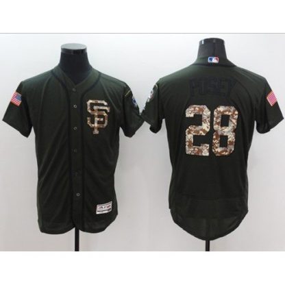 San Francisco Giants #28 Buster Posey Green Flexbase Authentic Collection Salute to Service Stitched MLB Jersey